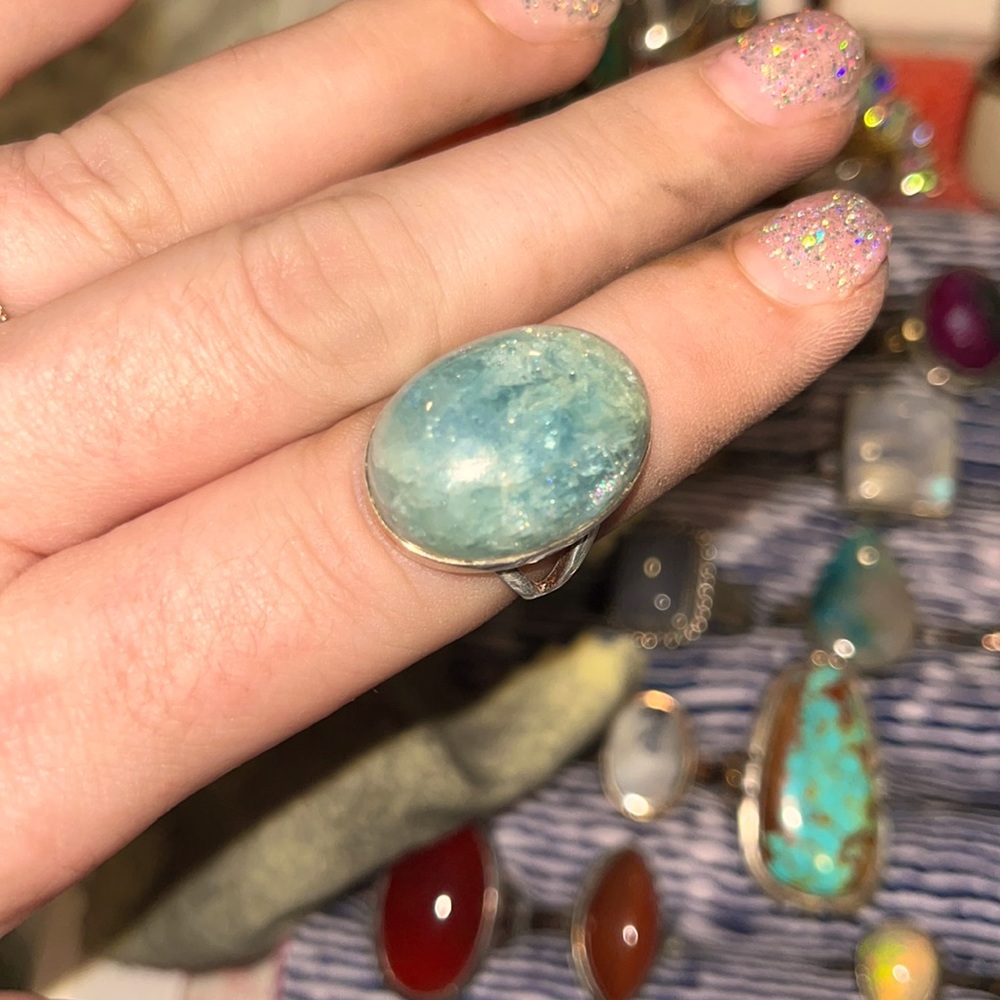 Aquamarine ring in silver size ~8